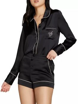 L'Agent by Agent Provocateur | Classic Contrast-Piping Silk Pajama Shirt 