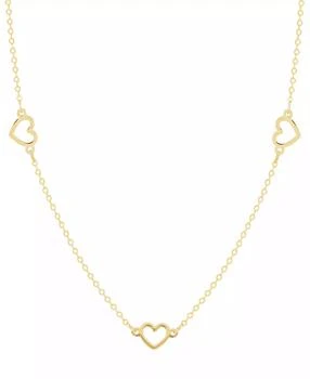 Italian Gold | Polished Open Heart Station 18" Collar Necklace in 10k Gold,商家Macy's,价格¥701