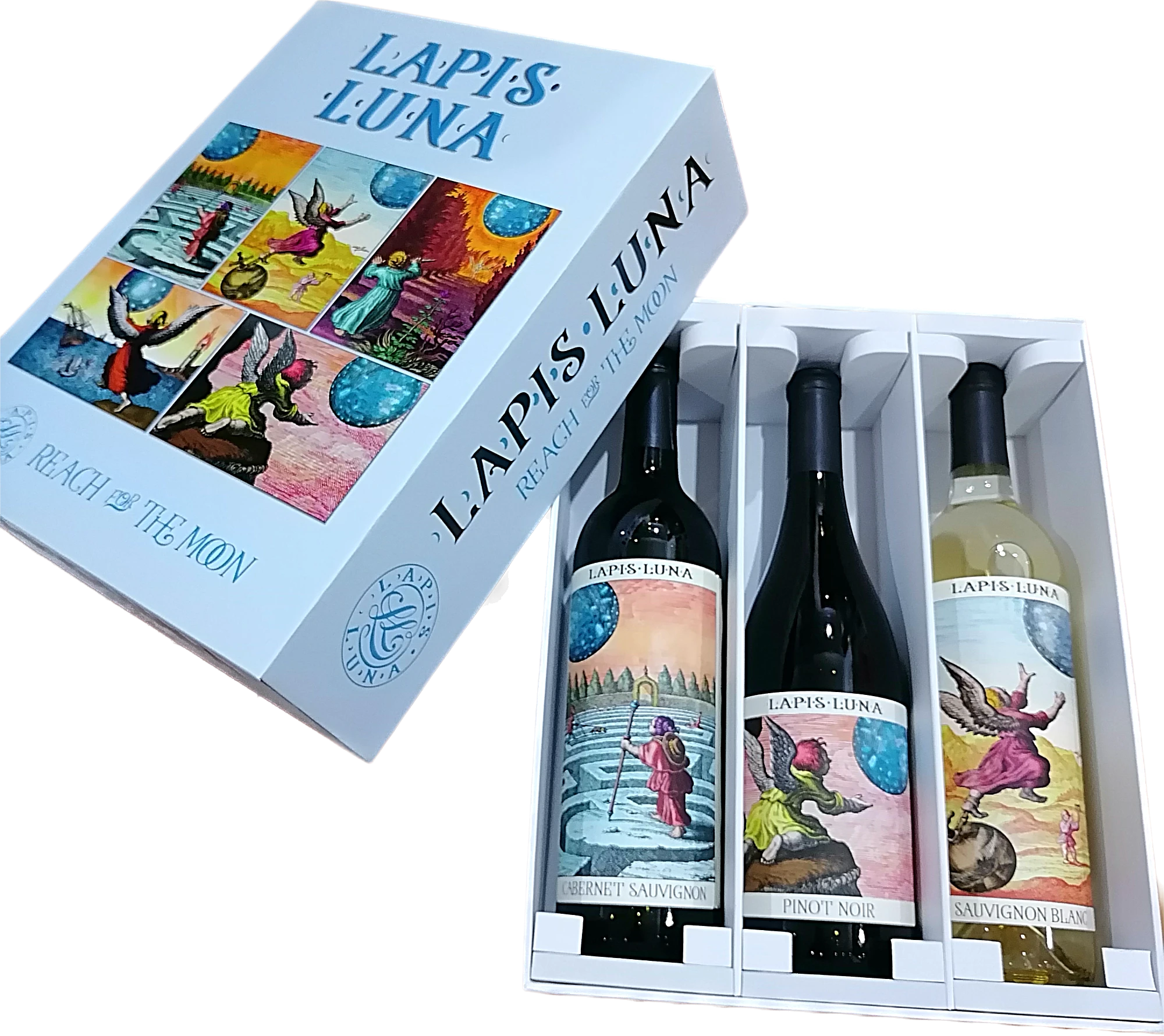 Lapis Luna | 望月酒庄礼盒3瓶套装（赤霞珠，黑皮诺，长相思） | Lapis Luna Gift Box (North Coast, CA),商家California Wine Experience,价格¥689