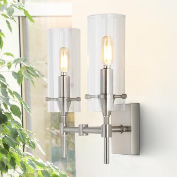 商品JONATHAN Y | Cato 13.5" 2-Light Modern Farmhouse Iron/Glass LED Vanity,商家Premium Outlets,价格¥684图片