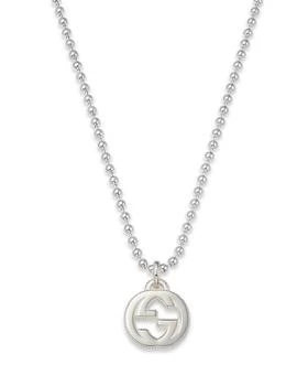 Gucci | Sterling Silver Interlocking G Pendant Necklace, 15" 