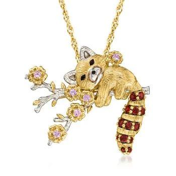 Ross-Simons | Ross-Simons Multi-Gemstone Red Panda Pin/Pendant Necklace in 18kt Gold Over Sterling,商家Premium Outlets,价格¥1191