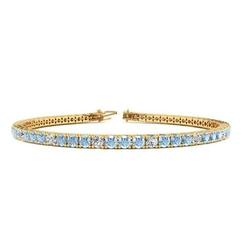 SSELECTS | 4 3/4 Carat Aquamarine And Diamond Graduated Tennis Bracelet In 14 Karat Yellow Gold, 8 1/2 Inches,商家Premium Outlets,价格¥16010