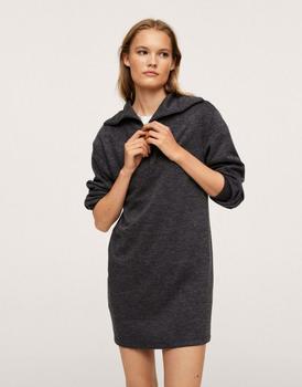 推荐Mango zip up knitted mini dress in black商品