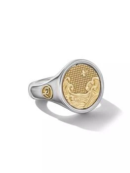 David Yurman | Water and Fire Duality Signet Ring in Sterling Silver,商家Saks Fifth Avenue,价格¥21350