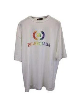 推荐Balenciaga Laurier Rainbow Logo T-Shirt In White Cotton商品