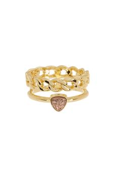 商品COVET | 14K Gold Plated Chain & Druzy Stack Ring Set - Size 6,商家Nordstrom Rack,价格¥97图片