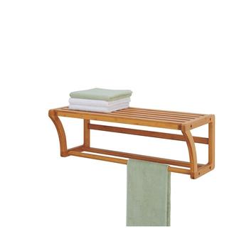 商品Bamboo Wall Mounted Shelf with Towel Bar图片