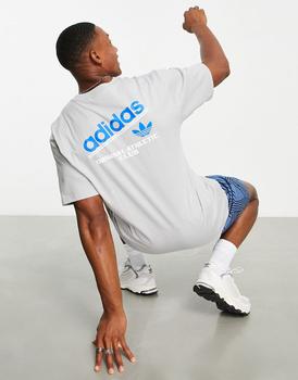 Adidas | adidas Originals Athletic Club back print logo t-shirt in grey商品图片,额外9.5折, 额外九五折