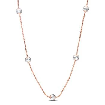 Mimi & Max | Mimi & Max 6mm White Ball Station Chain Necklace in Rose Plated Sterling Silver - 18 in,商家Premium Outlets,价格¥317