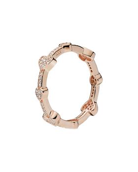 潘多拉戒指是什么牌子, PANDORA | Pandora Rose Pave Hearts Band Ring商品图片 4.9折