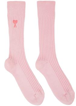 AMI | Pink Ami De Cœur Plain Socks商品图片,额外8.5折, 独家减免邮费, 额外八五折
