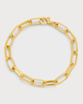 Men's Hammered 24K Gold Cable Chain Bracelet