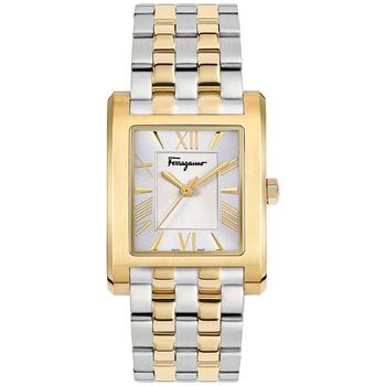 菲拉格慕手表, Salvatore Ferragamo | Men's Swiss Lace Two Tone Stainless Steel Bracelet Watch 28x36mm商品图片 