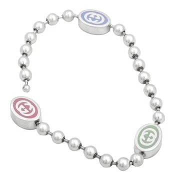 Gucci | Gucci Sterling Silver And Enamel Boule Chain Interlocking G Bracelet, Size 17,商家Jomashop,价格¥4054