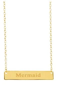 Sterling Forever | 14K Gold Plated Sterling Silver Inspirational Bar Pendant Necklace - Mermaid,商家Nordstrom Rack,价格¥149