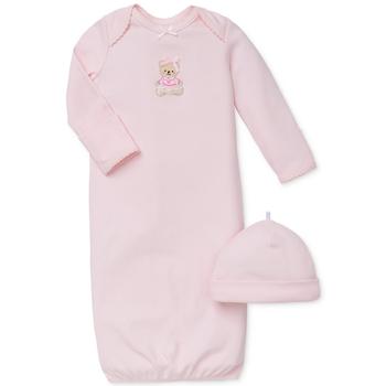 Little Me | 女婴Baby Girls' 2-Piece Sweet Bear Hat & Gown Set商品图片,