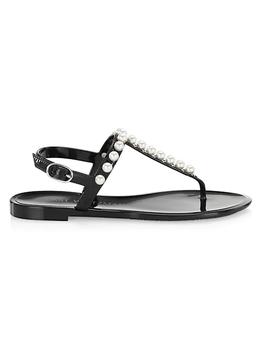 stuart weitzman凉鞋代购, Stuart Weitzman | Goldie Embellished Jelly Thong Sandals商品图片 满$250减$50, 满减