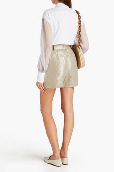 商品Brunello Cucinelli | Belted metallic linen shorts,商家THE OUTNET US,价格¥2062图片