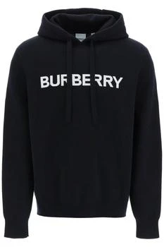 推��荐Burberry hooded pullover with lettering logo jacquard商品