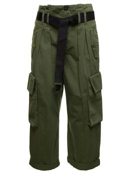 商品PINKO | Military Green High-Waisted Cargo Pants with Belt in Cotton Woman,商家Baltini,价格¥1722图片