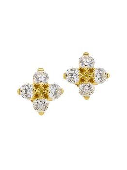 商品Love In Verona 18K Yellow Gold & Diamond Flower Stud Earrings图片