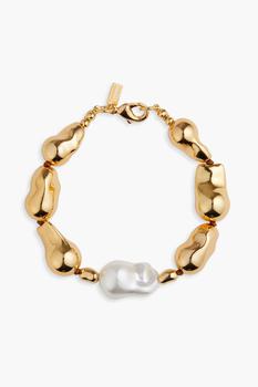 商品Kenneth Jay Lane | Gold-tone faux pearl bracelet,商家THE OUTNET US,价格¥283图片