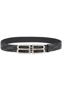 巴黎世家腰带代购, Balenciaga | BB black monogrammed leather belt商品图片 