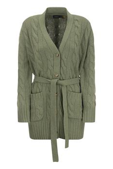 Ralph Lauren | RALPH LAUREN Cable-knit cardigan with belt商品图片,6.1折