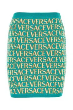 推荐Embroidered stretch cotton blend Versace Allover mini skirt商品