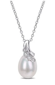 推荐Sterling Silver 8.5–9mm Cultured Freshwater Pearl & Diamond Pendant Necklace - 0.01ct.商品