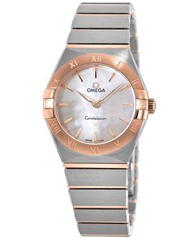 欧米茄星座怎么选, Omega | Omega Constellation Manhattan Quartz 28mm Mother of Pearl Dial Rose Gold and Stainless Steel Women's Watch 131.20.28.60.05.001商品图片 9折