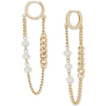 推荐Gold-Tone Imitation Pearl & Chain Linear Earrings商品