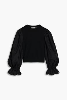 Alice + Olivia | Organza-paneled wool-blend top商品图片,5折