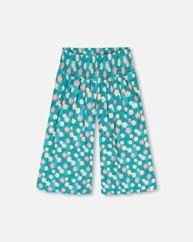Deux par Deux | Smocked Waist Viscose Crop Wide Leg Pant Turquoise,商家Premium Outlets,价格¥479