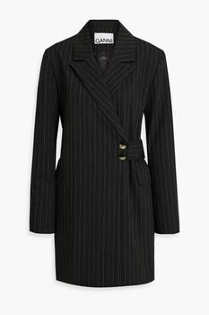 Ganni | Double-breasted pinstriped twill coat,商家THE OUTNET US,价格¥512