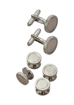 product Silver Textured Cufflink Studs Set image
