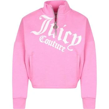 Juicy Couture | Quarter zip logo sweatshirt in pink with side pockets 5.9折×额外8.5折, 额外八五折