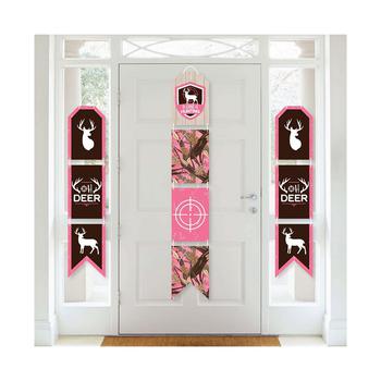 商品Big Dot of Happiness | Pink Gone Hunting - Hanging Vertical Paper Door Banners - Girl Camo Baby Shower Birthday Party Wall Decor Kit - Indoor Door Decor,商家Macy's,价格¥149图片