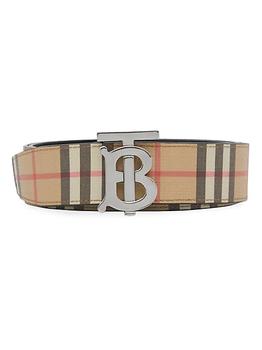 Burberry | TB Reversible Leather & Vintage Check Belt商品图片,