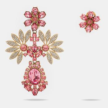 [二手商品] Burberry | Burberry Pink Floral Crystal Asymmetric Clip-on Earrings商品图片,3.3折