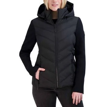 Nautica | Women's Mix-Knit-Sleeve Hooded Packable Puffer Coat,商家Macy's,价格¥782