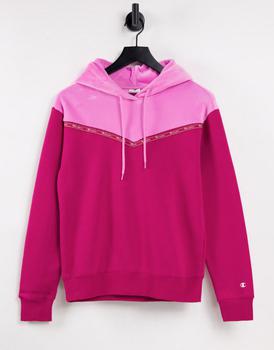CHAMPION | Champion colourblock velour hoodie in pink and red商品图片,5.5折×额外9.5折, 额外九五折