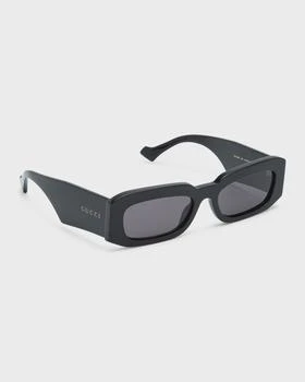 推荐Men's GG1426Sm Acetate Rectangle Sunglasses商品