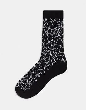 ASOS | ASOS DESIGN mono floral jacquard socks in black 