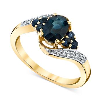 商品Macy's | Sapphire (1-1/3 ct. t.w.) & Diamond (1/20 ct. t.w.) Ring in 10k Gold,商家Macy's,价格¥3645图片