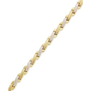 商品Macy's | 10k Gold and White Gold Bracelet, Two-Tone X Bracelet,商家Macy's,价格¥2533图片