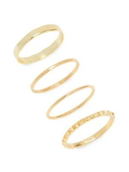 Shashi | 4-Piece 14K Goldplated Sterling Silver Stackable Ring Set,商家Saks OFF 5TH,价格¥291
