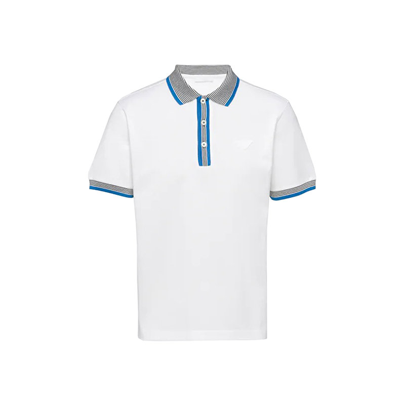 Prada | 【预售3-7天】PRADA/普拉达 22年春夏 男士白色棉质撞色条纹细节短袖Polo衫UJN766_1ZP5_F0009_S_212商品图片,8折, 包邮包税