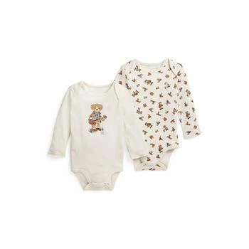 Ralph Lauren | Baby Boys Polo Bear Cotton Long Sleeves Bodysuits, Pack of 2 额外7折, 额外七折